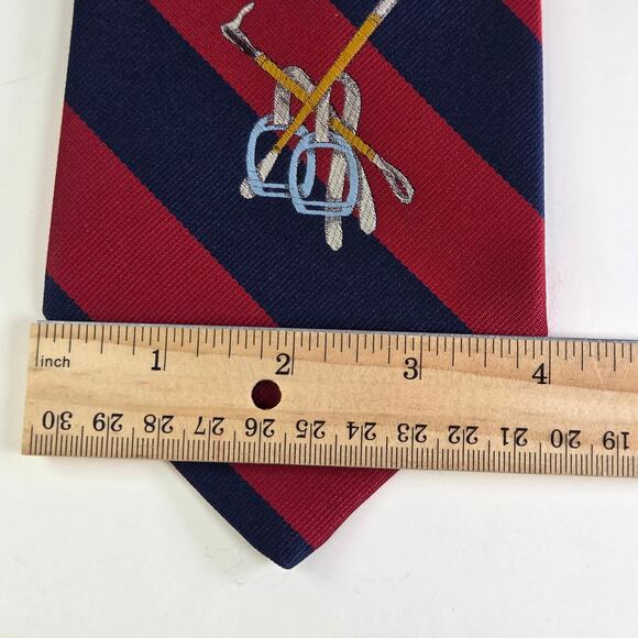Vintage Dayton's For Men Repp Tie Polo Club Equestrian Navy Red Stripes 4" Wide - Picture 7 of 8
